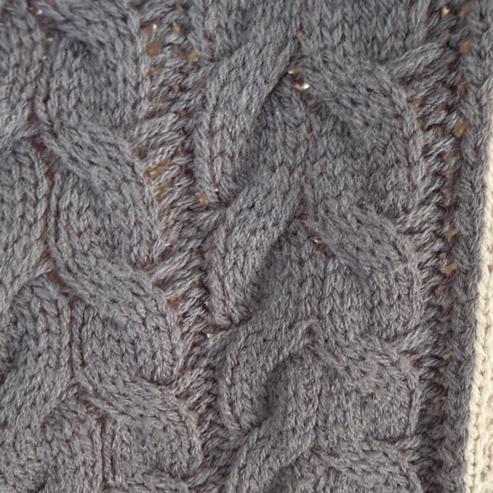 BKE Patchwork Knit Cardigan in Cream and Brown - Picture 5 of 7